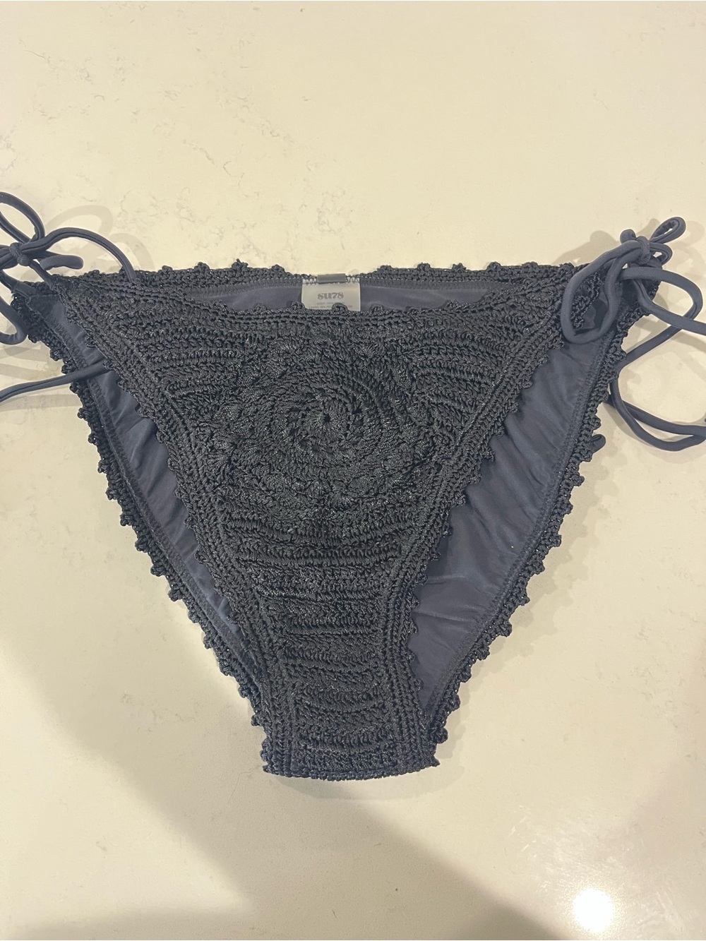 Summer of 78 Crochet Tie-Side Kids Bikini Bottoms - Black